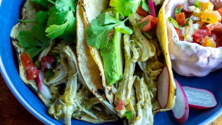 Chicken Tacos with Avocado Salsa Verde
