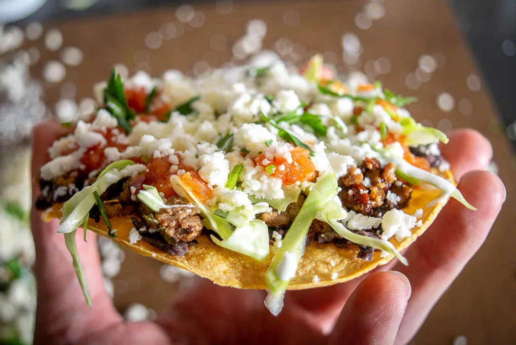 How to Build Ground Beef Tostadas With Avocado Salsa Without a Soggy Shell